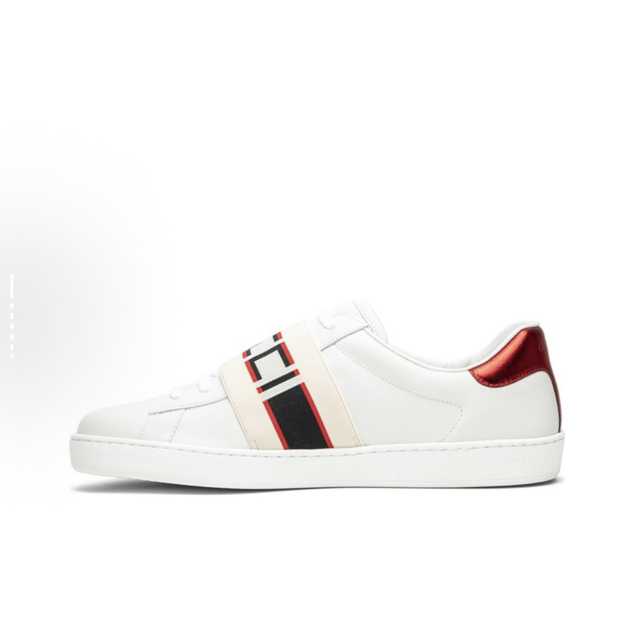 未使用 GUCCI/古驰 ACE 条纹logo设计 时尚板鞋 男款 白