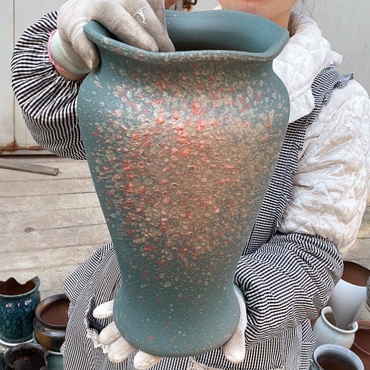 紫砂花盆瑕疵口17高30