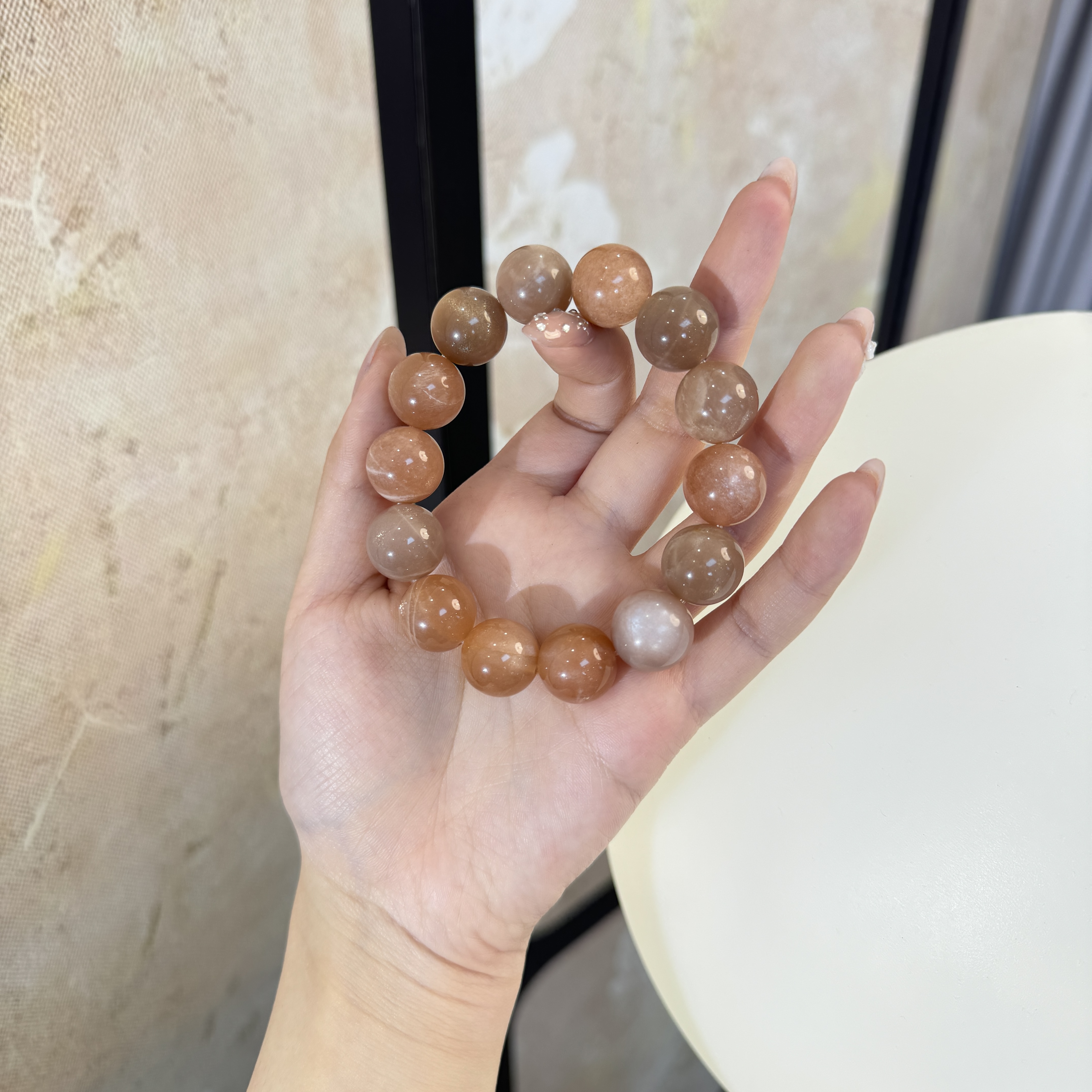 *橙色风暴*橙月光太阳石手串手链B1-4