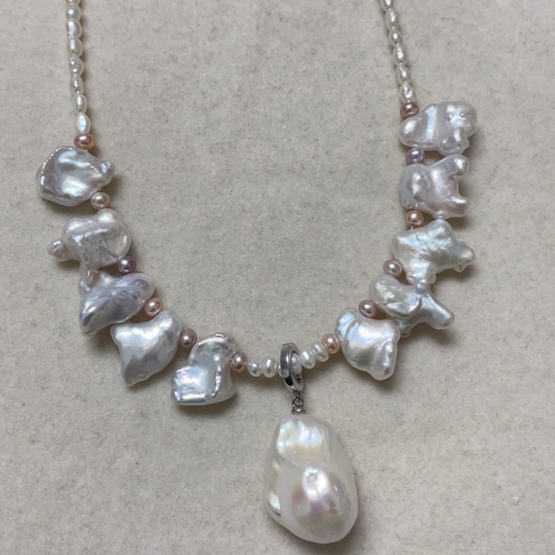 淡水珍珠颈饰银S925镶嵌