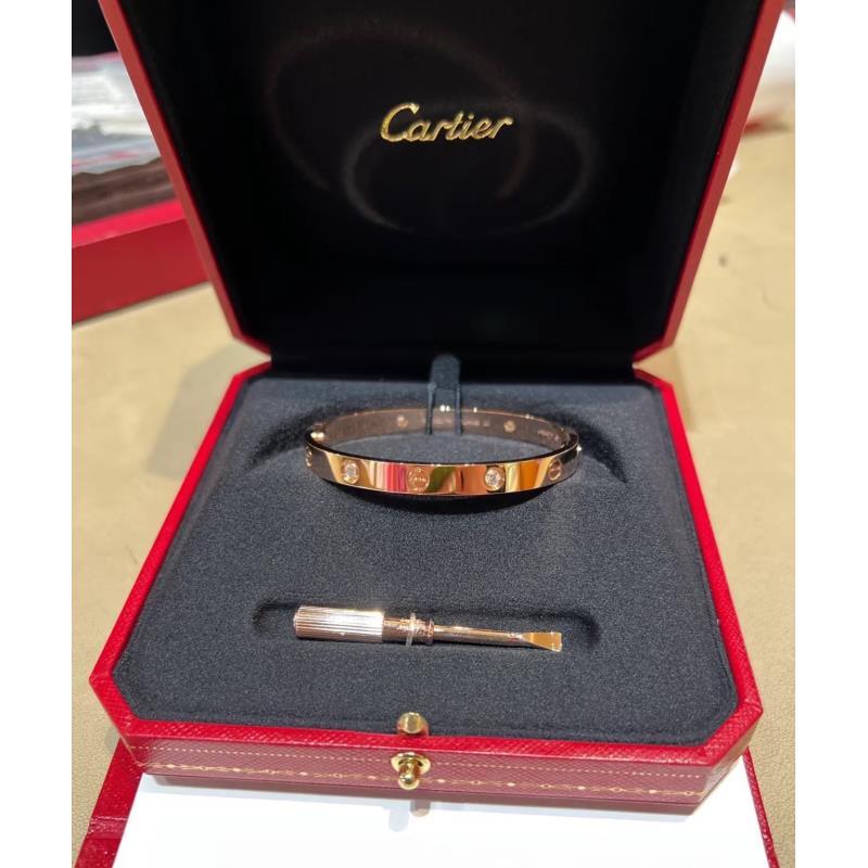 未使用 Cartier/卡地亚  澳海贝/宽版四钻手镯玫瑰金单边开
