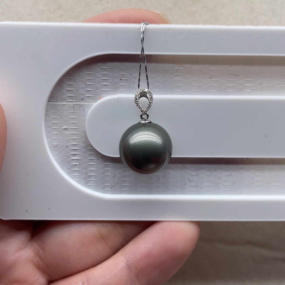 海水珍珠耳饰18K金镶嵌12-13mm