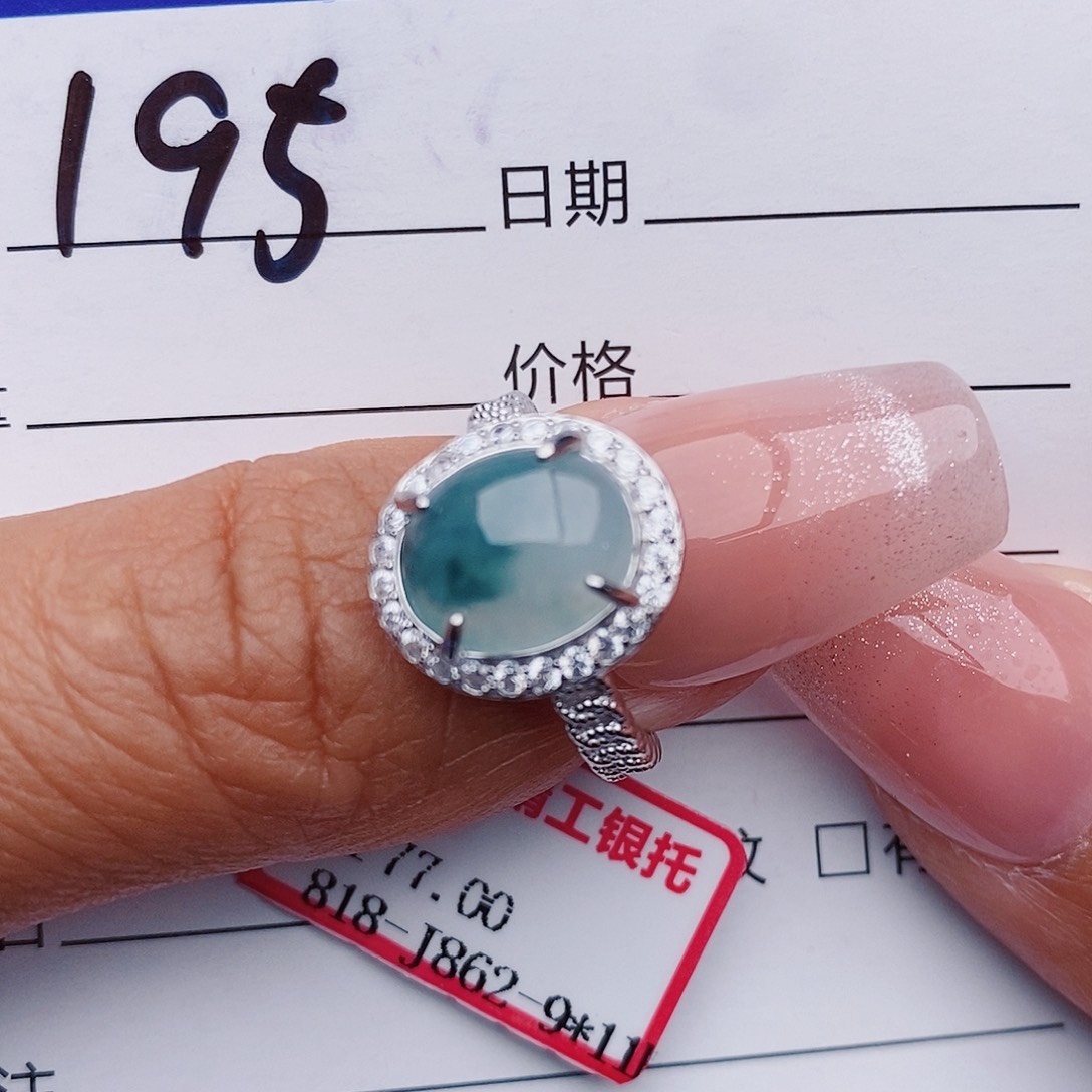 翡翠戒指银S925镶嵌宁**运戒指