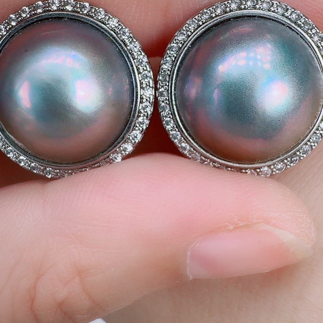 拼合珍珠（马贝珠）未镶嵌耳饰