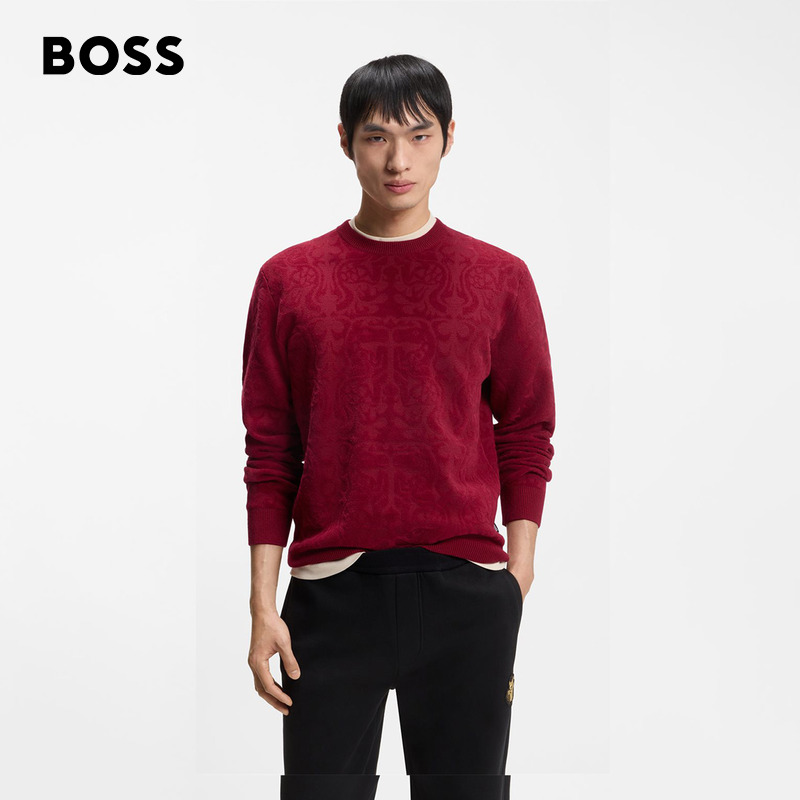 【重磅上新】BOSS博斯26春季马年针织提花图案羊毛混纺毛衣50564883