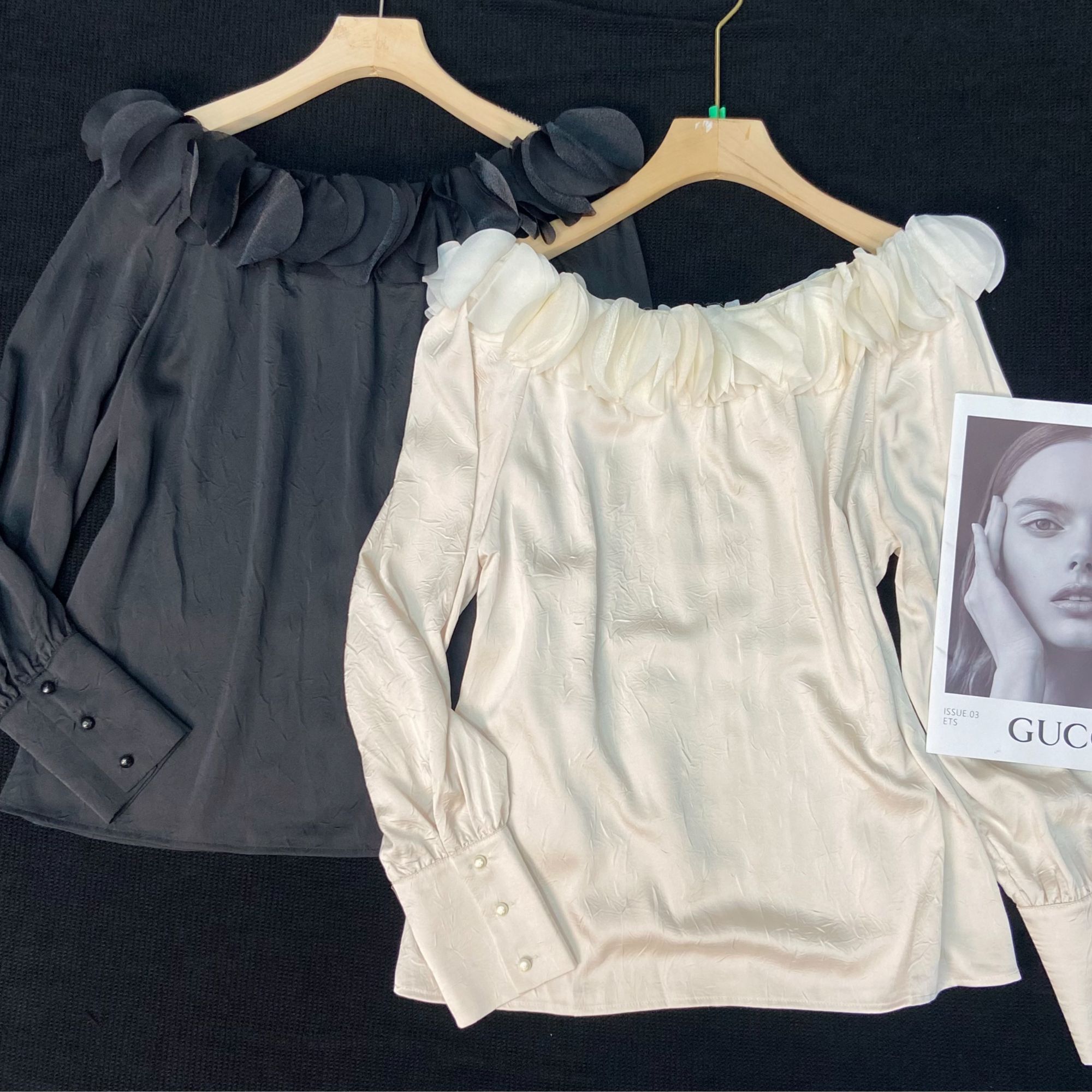 南油高品质新款立体手工云朵醋酸皱上衣时尚高级显瘦_A47