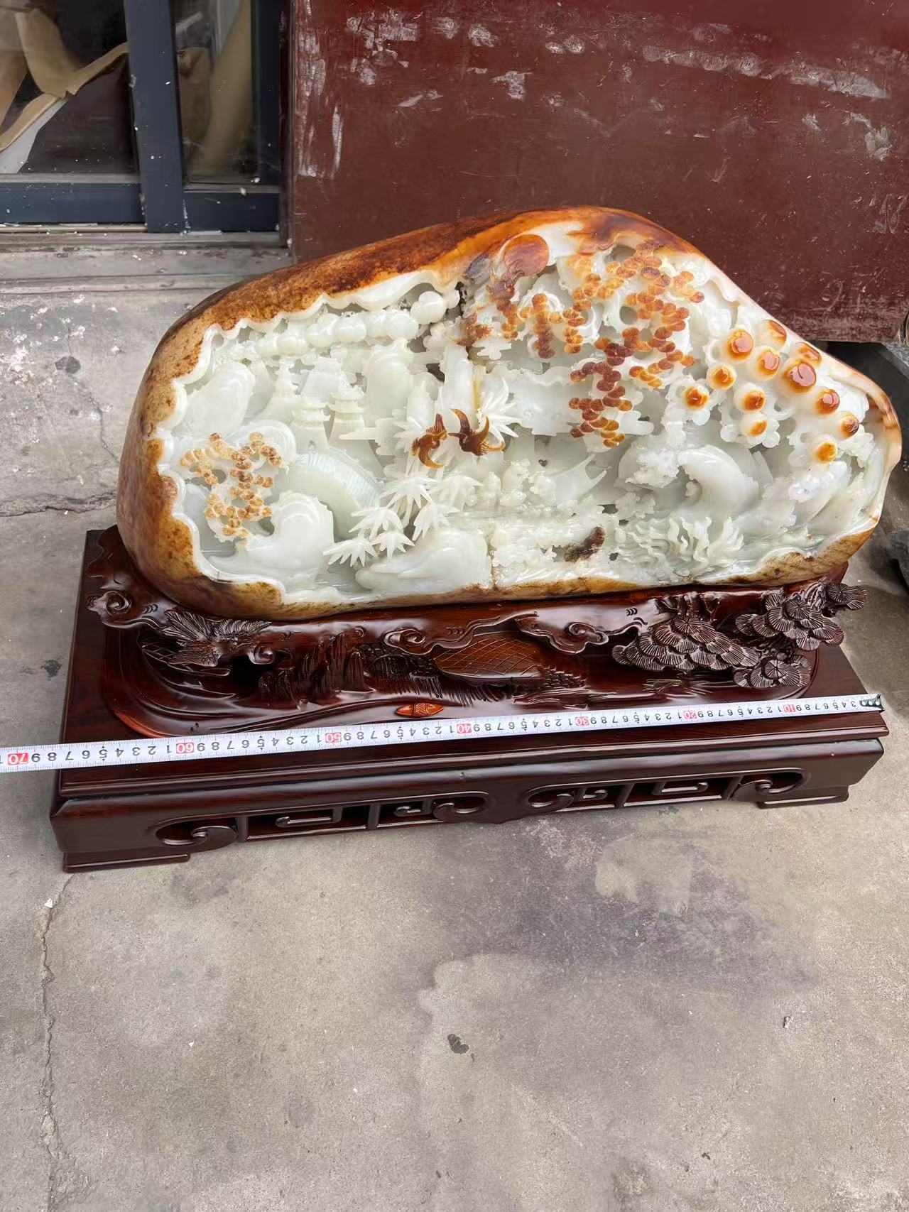 精品山水摆件纯手工镂空工艺雕刻水透感十足