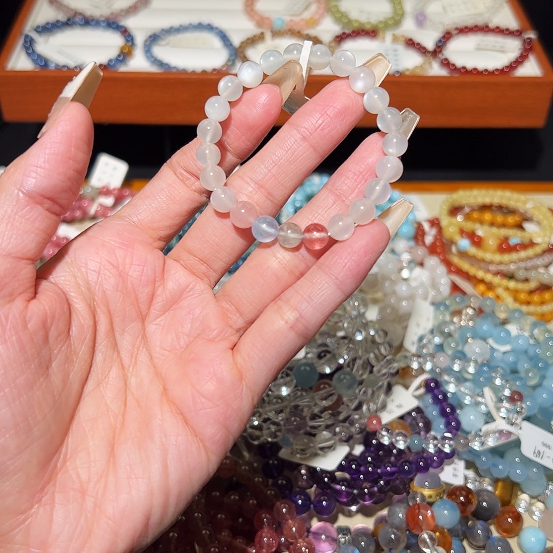 烟晶手链银S925镶嵌白月光