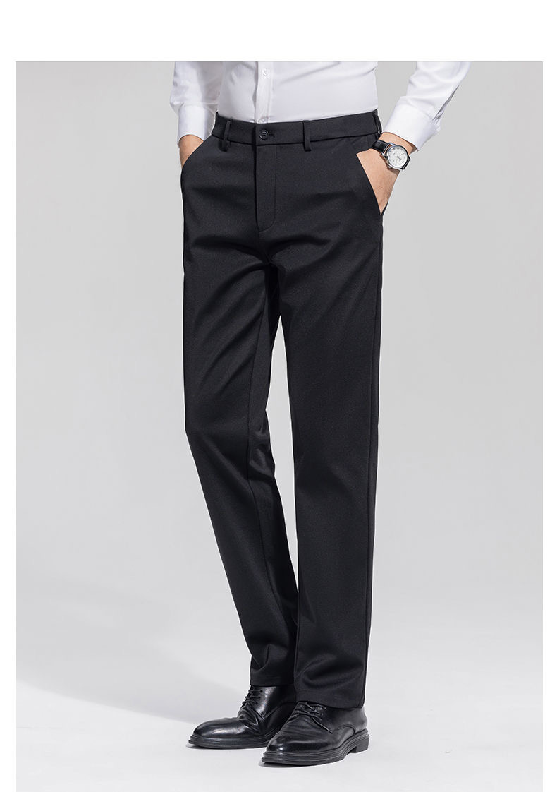 新款长裤男加绒加厚保暖长裤商务休闲免烫百搭直筒微弹秋冬长裤