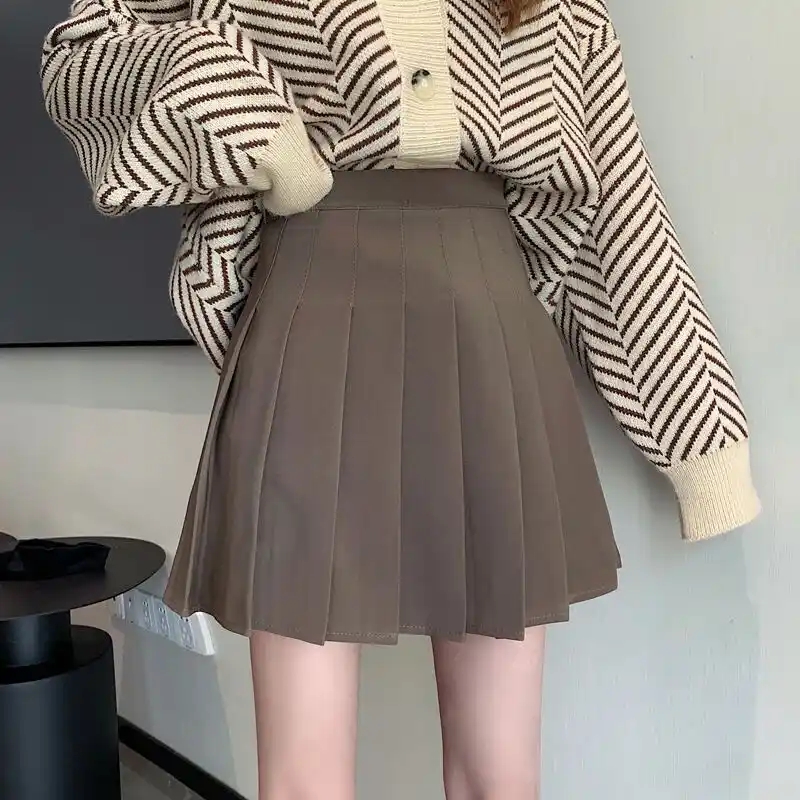 【有】早秋款女士毛呢西装百褶裙半身裙短裙辣妹韩版学院风显瘦百搭