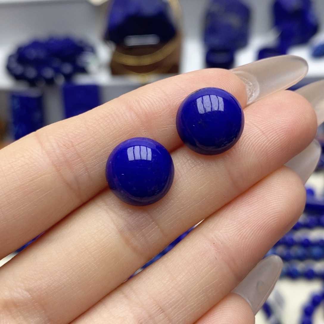 青金石未镶嵌耳饰12mm