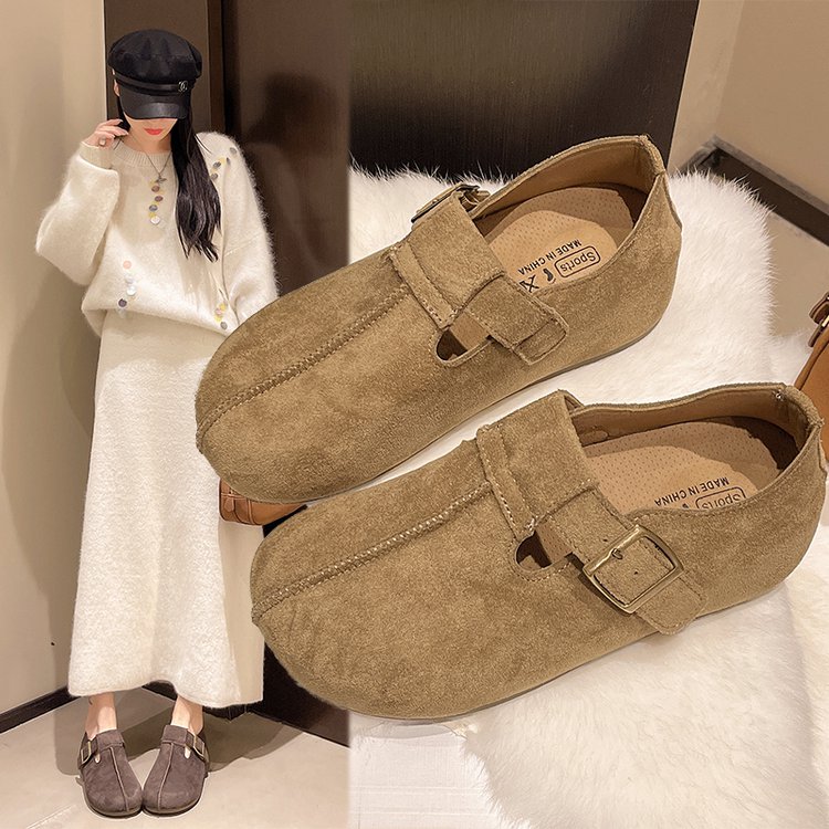 复古软底勃肯鞋女2025春秋新款显脚小舒适豆豆鞋