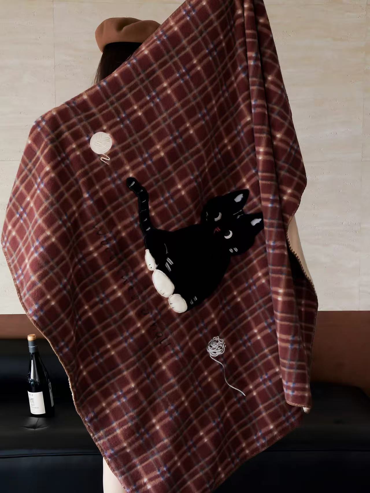 英伦风羊棉绒披肩毛毯/午睡空调毯-毛毯