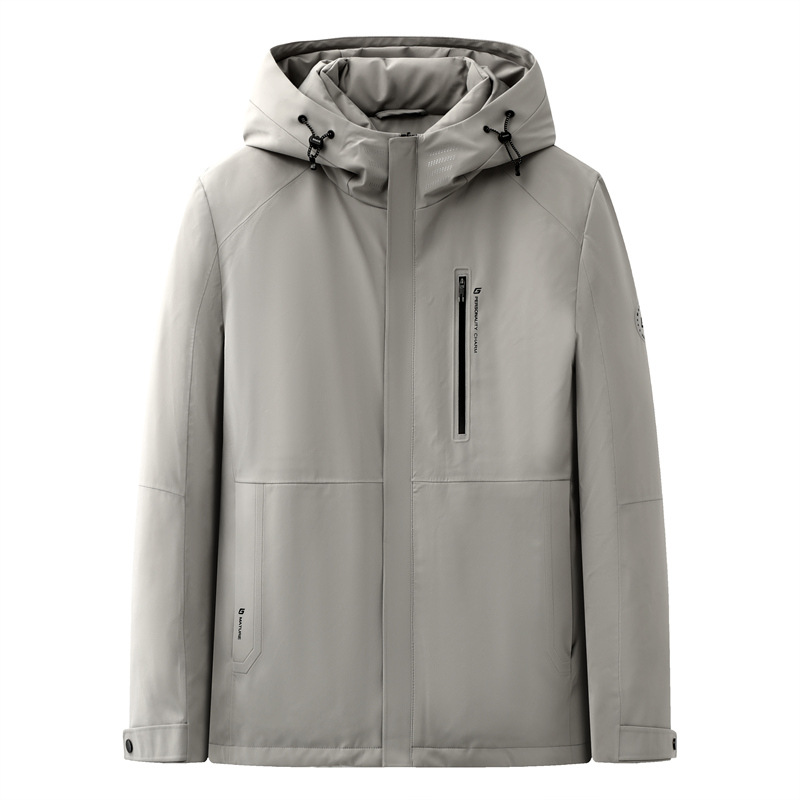 【品牌撤柜】Y077男装新款冬季纯色抽绳连帽户外休闲保暖羽绒服