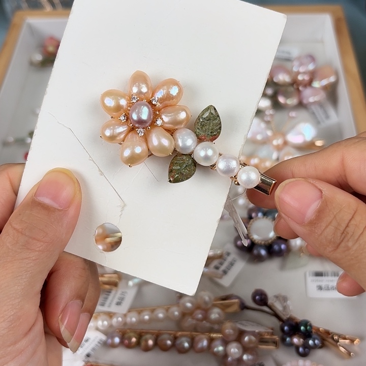 淡水珍珠发饰未镶嵌