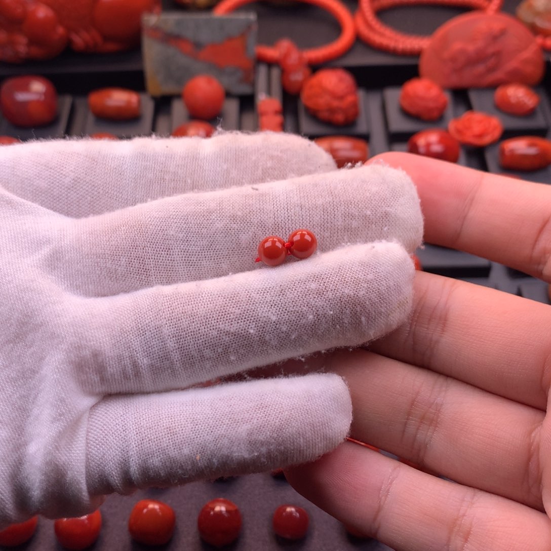 南红玛瑙未镶嵌川料原矿满色满肉圆珠对珠6mm