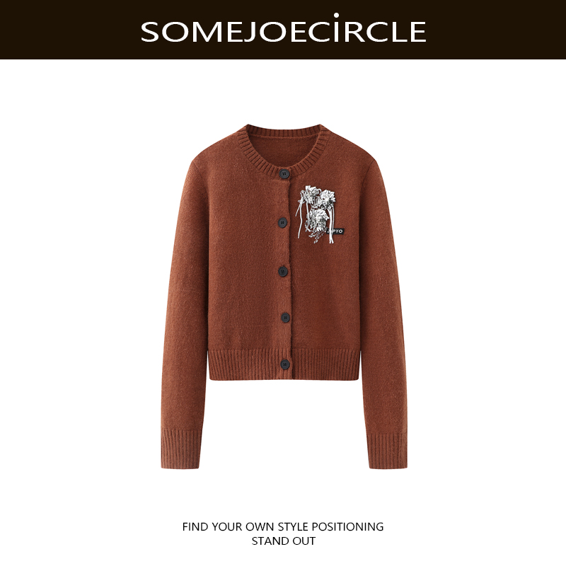 【DZ】SOMEJOECIRCLE【赵露思同款】25年复古圆领长袖针织开衫女C8307