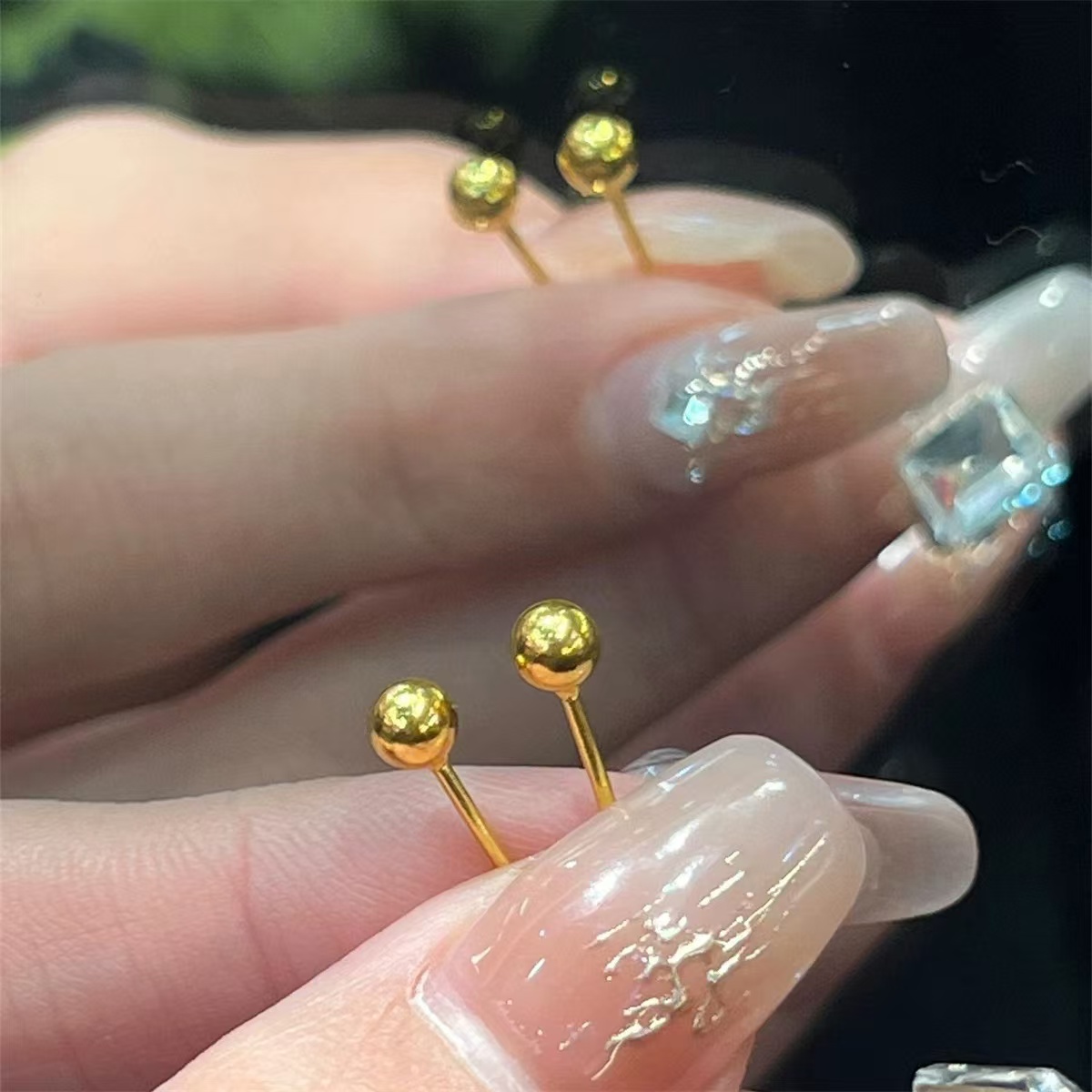 足银耳饰 豆豆珠耳钉时尚气质简约大气款