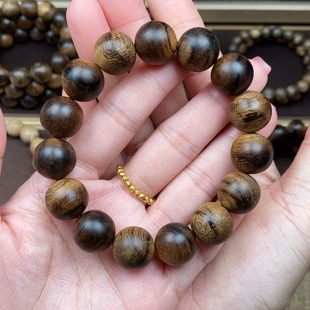 沉香手串越南芽庄白棋虎皮缨子瘤疤沉水