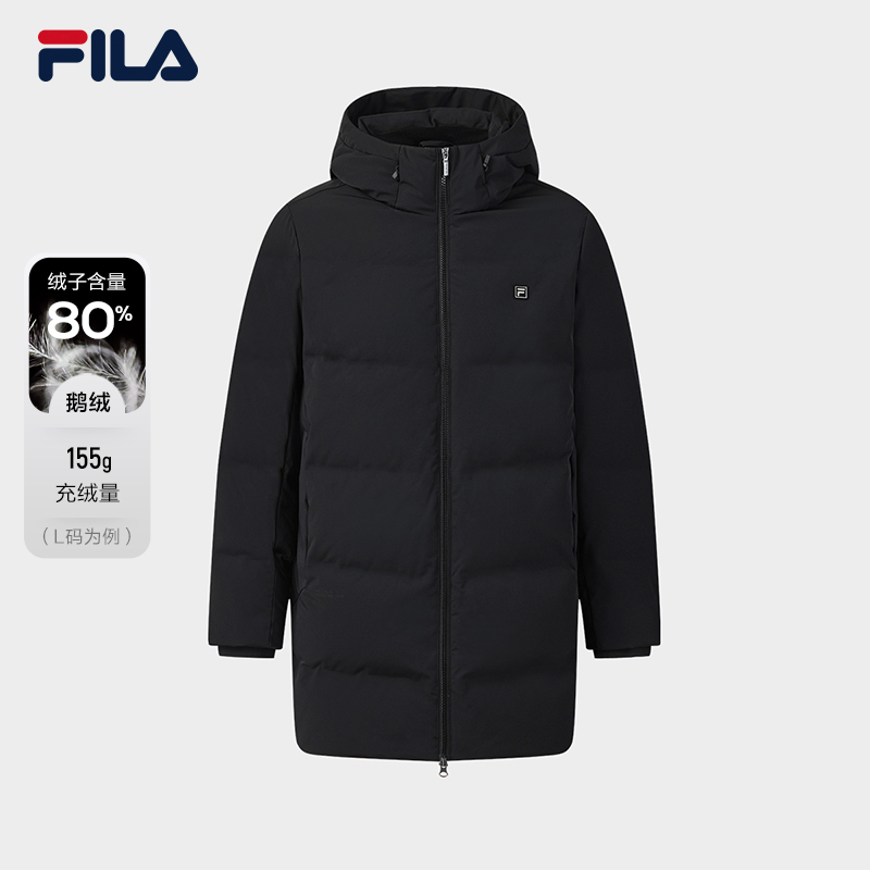 斐乐男款【鹅绒防风保暖】冬季时尚连帽中长羽绒服F11M543916F