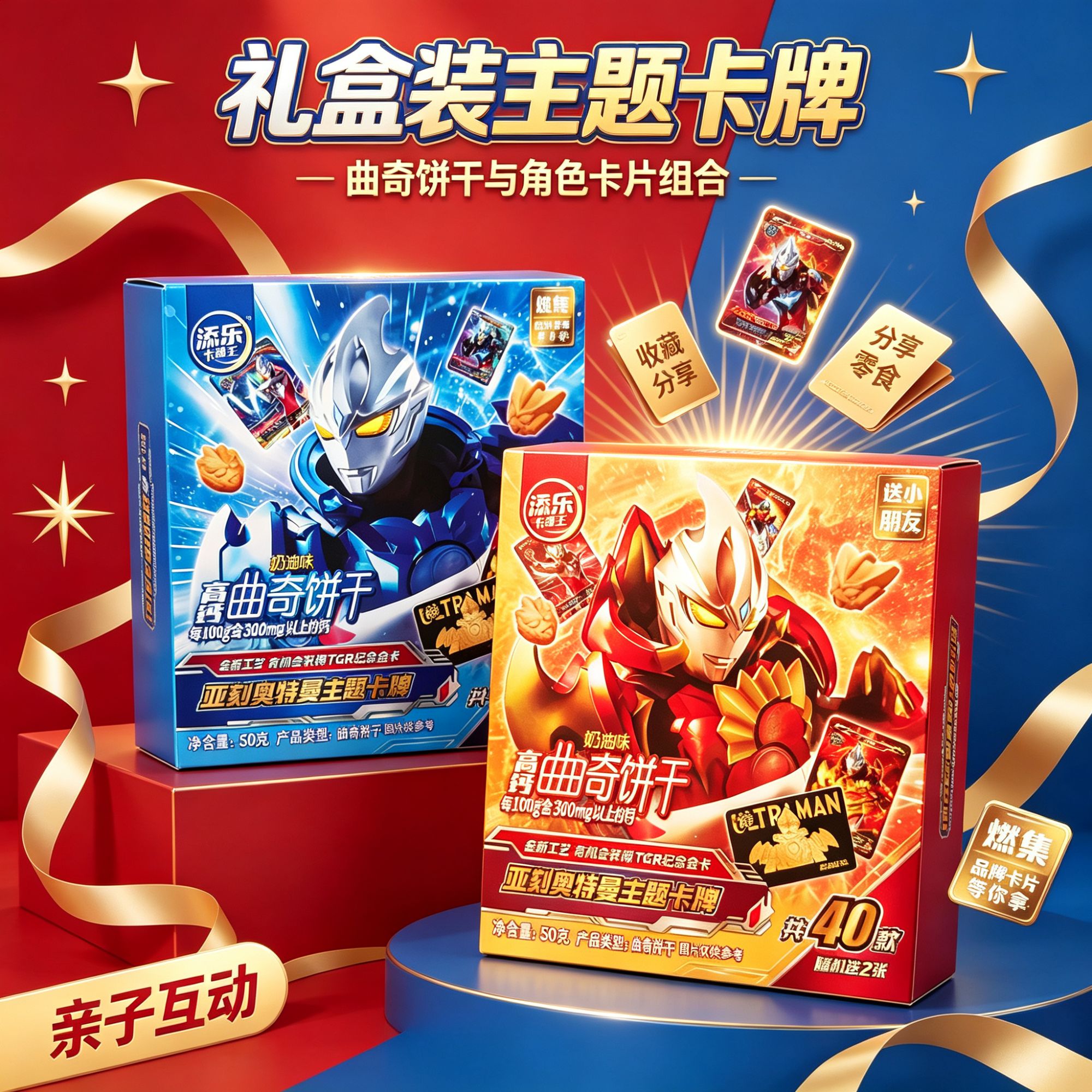 【赠奥特曼卡】奥特曼曲奇饼干儿童奥特曼造型酥脆饼干零食添乐