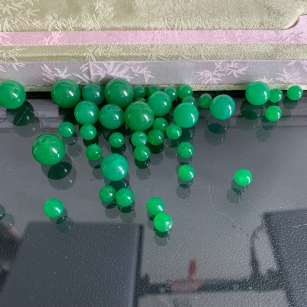 非金属仿珍珠手链 珠子圆珠满绿卡6mm