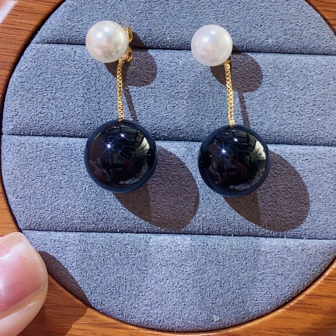 银S925镶嵌淡水珍珠耳饰