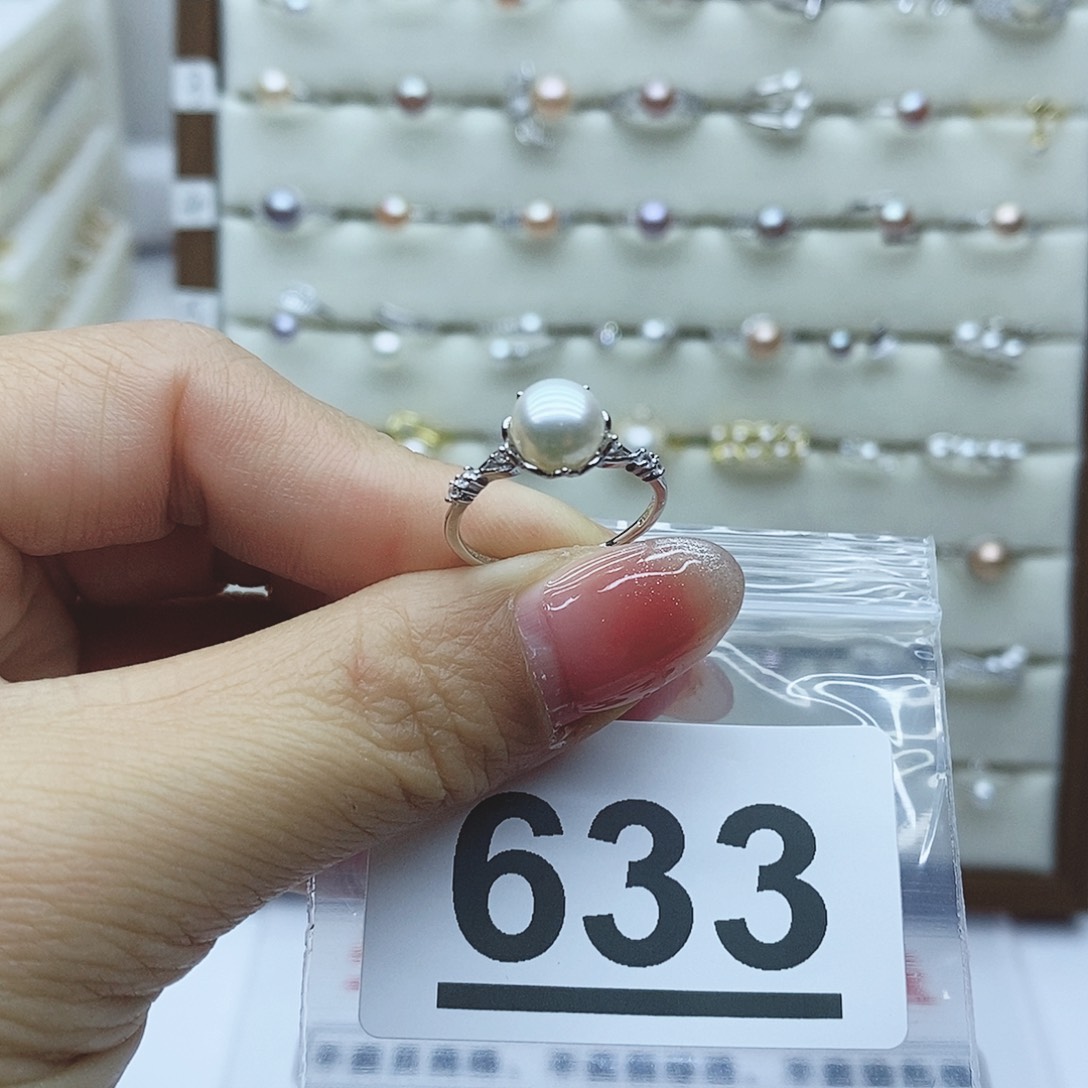 淡水珍珠戒指银S925镶嵌'****?633