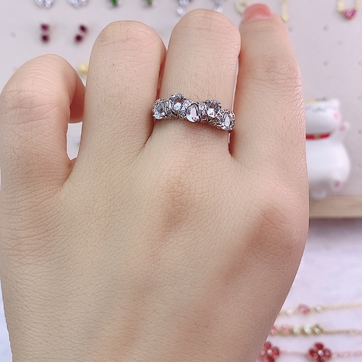 海蓝宝石戒圈银S925镶嵌