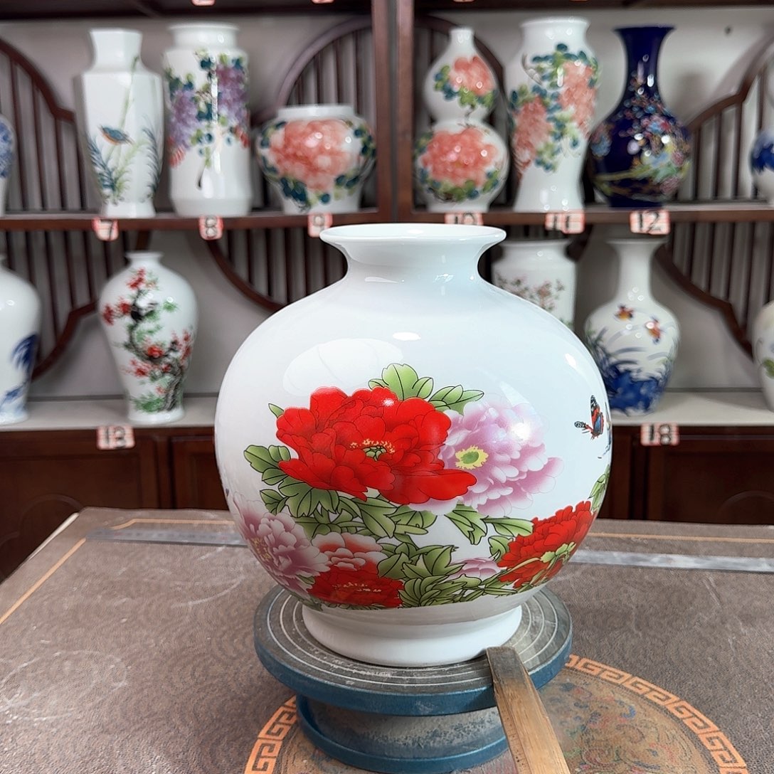 摆件陶景德镇陶瓷石牡丹