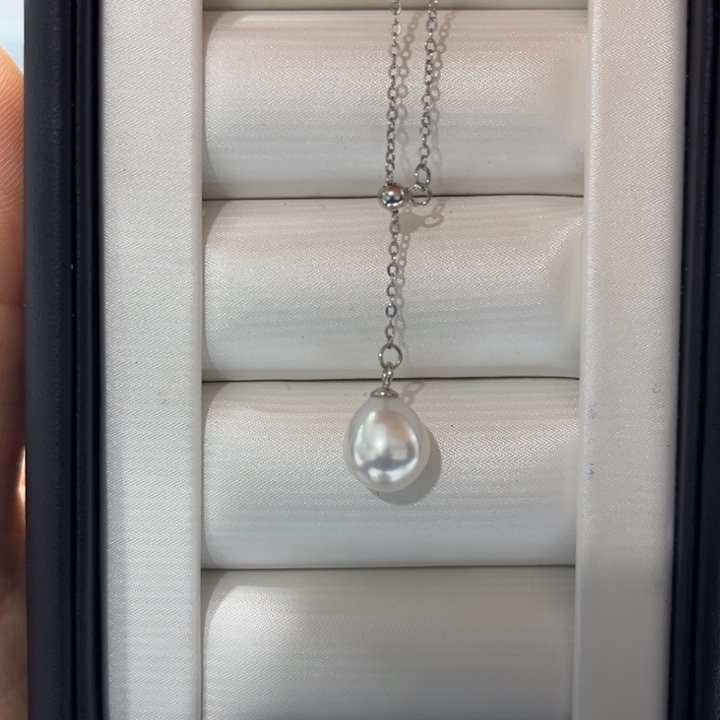 海水珍珠套链银S925镶嵌9-10mm