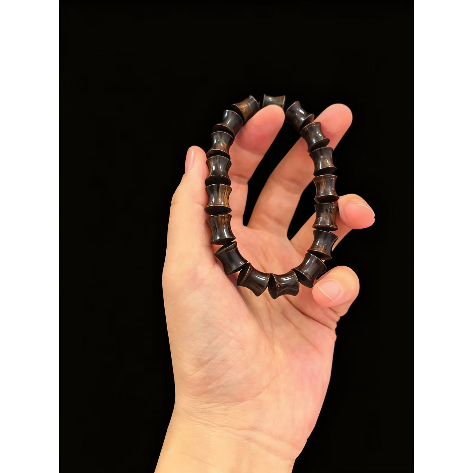 越南芽庄贵女雷料白棋沉水竹节单圈（纹理随型）