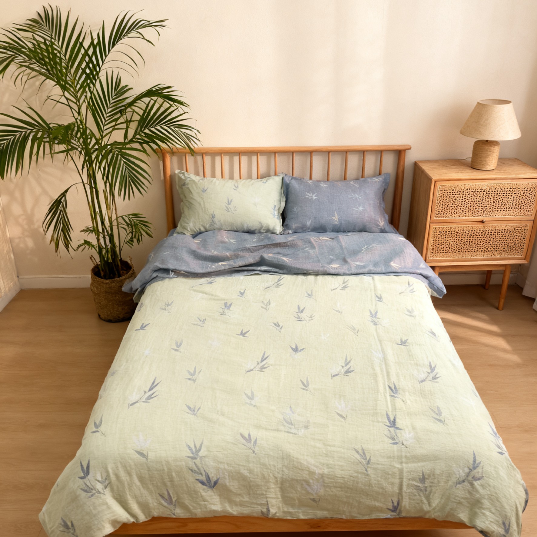 博客定制家纺柔软亲肤双纱四件套床品双面床单被罩四件套