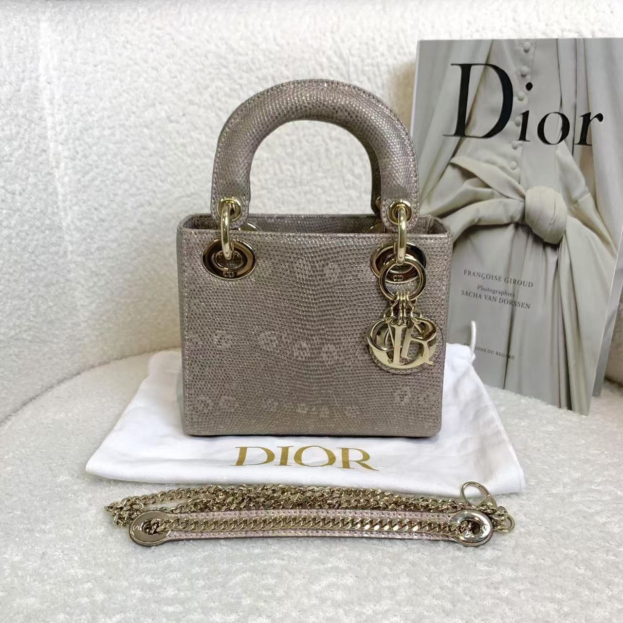 99新 DIOR/迪奥 壹臻/香槟金三格戴妃/52552744