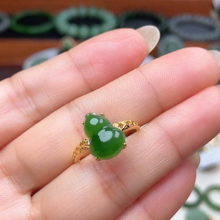 和田玉（碧玉）戒指银S925镶嵌