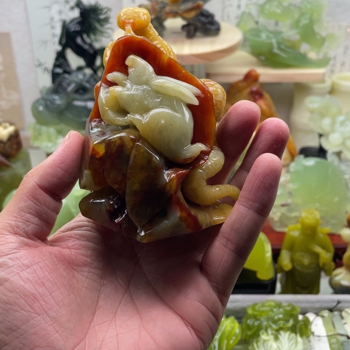 蛇纹石玉未镶嵌四大名玉手把