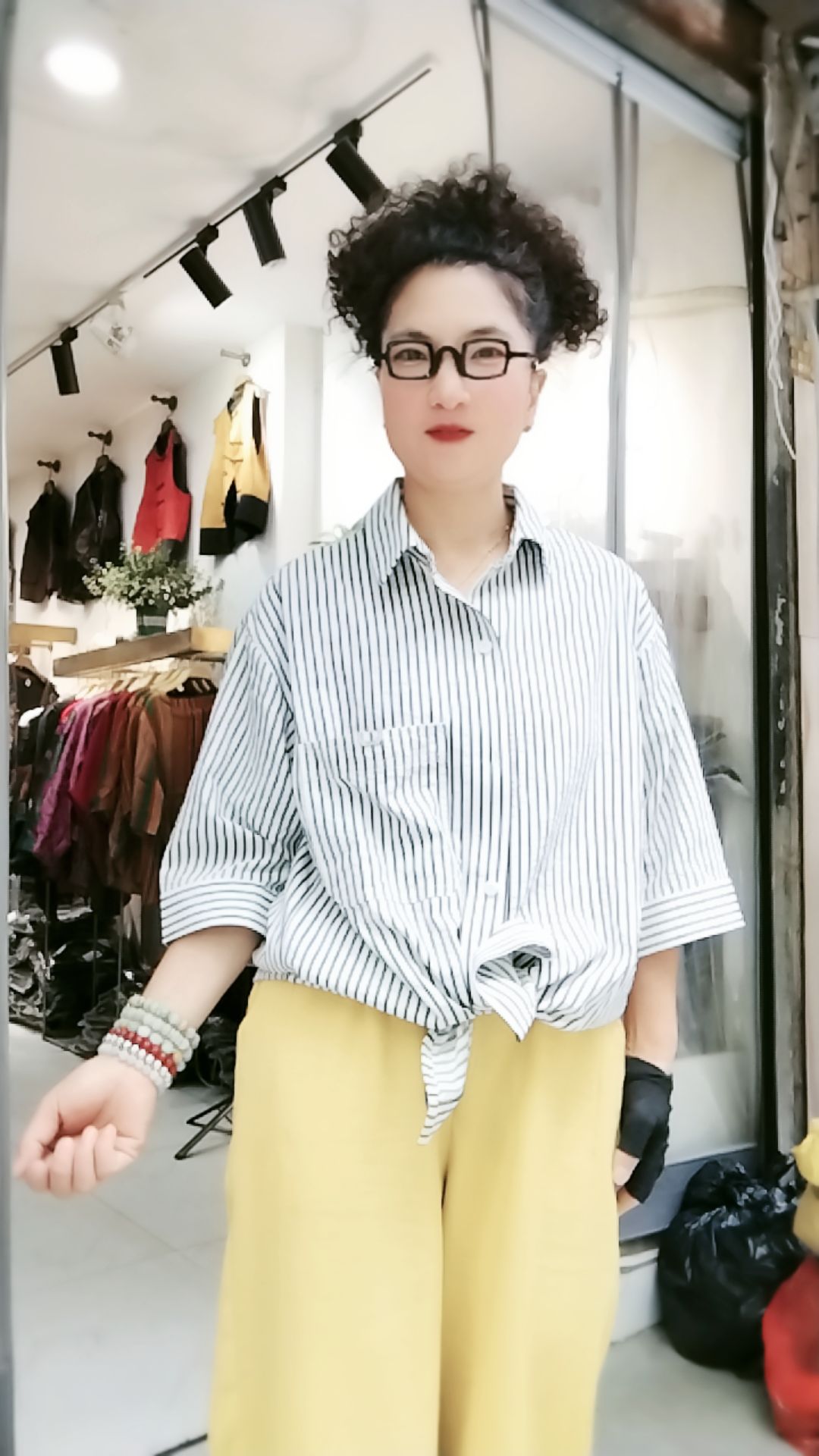 时尚插肩袖衬衫百搭韩版条纹中袖宽松简约男女同款衬衣