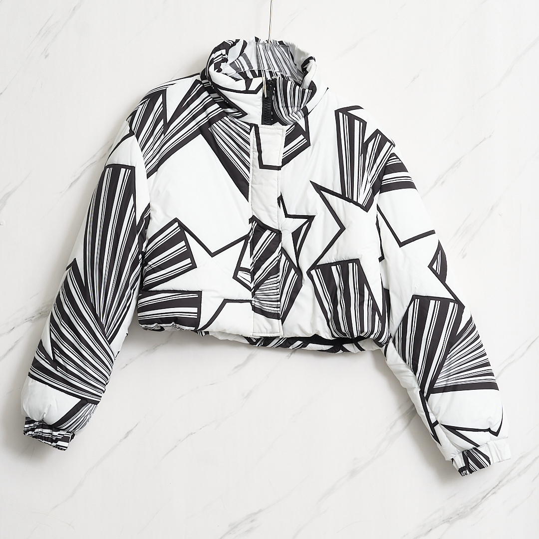 全新未使用/MSGM女士几何印花短款棉服MGGU00085