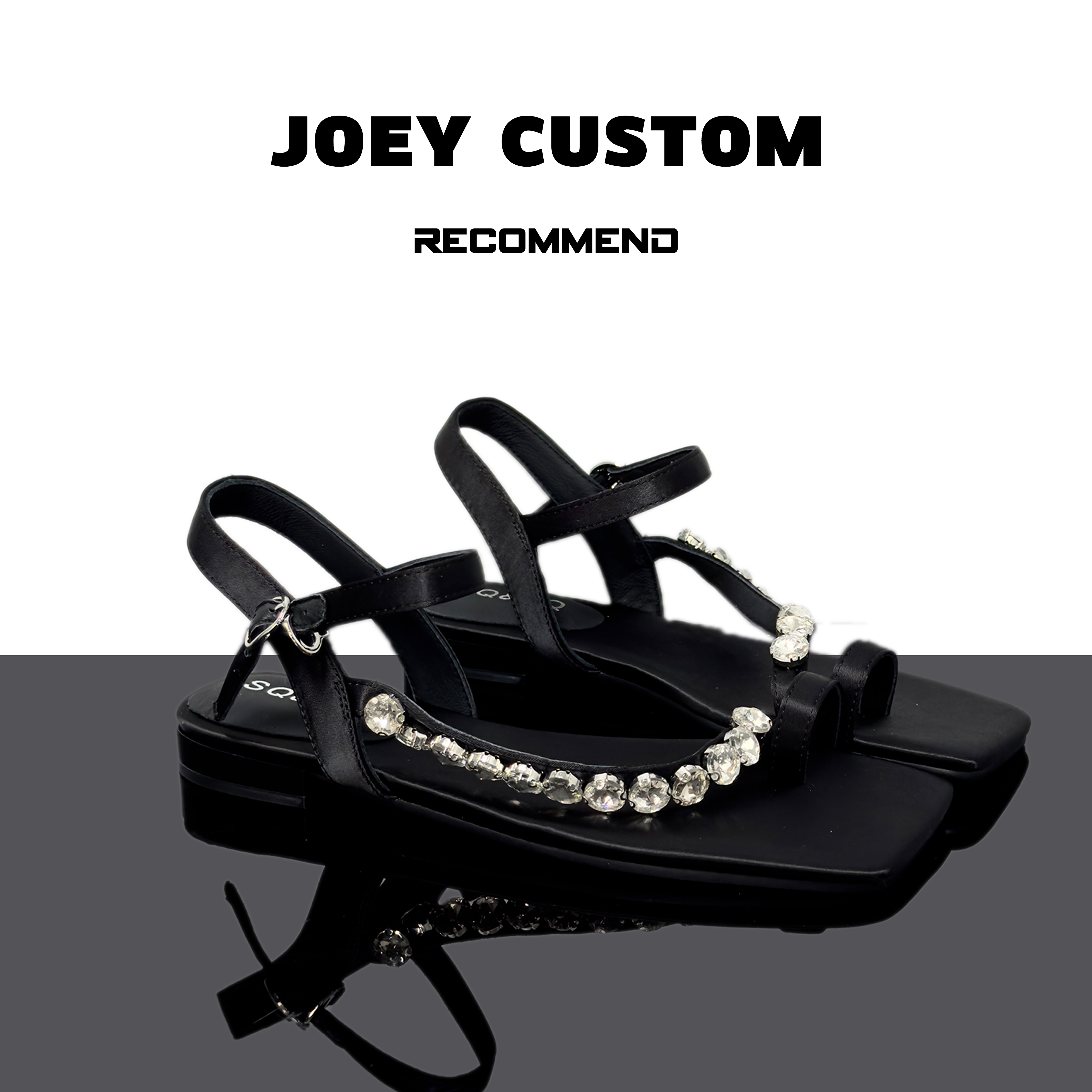 JOEY | 2025夏季气质超绝新款水钻一字低跟套趾凉鞋女鞋  668-121