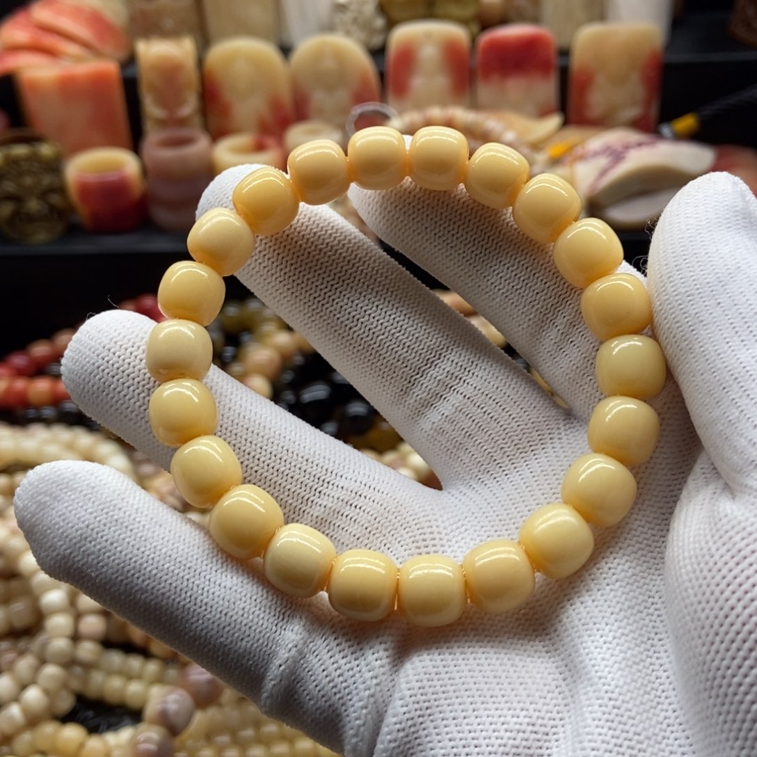 驼骨手串/手链10毫米奶黄料