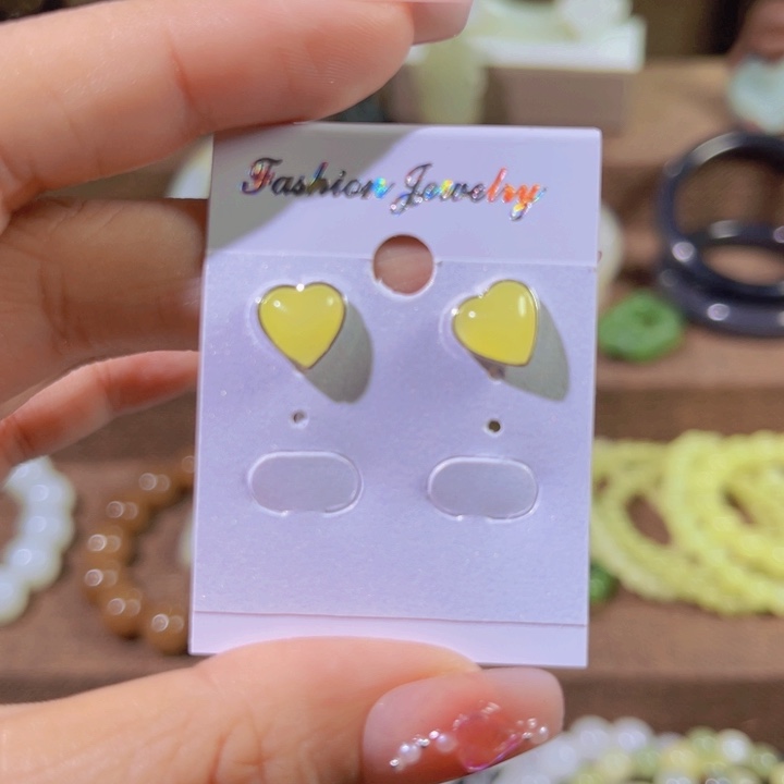 和田玉银S925镶嵌耳饰