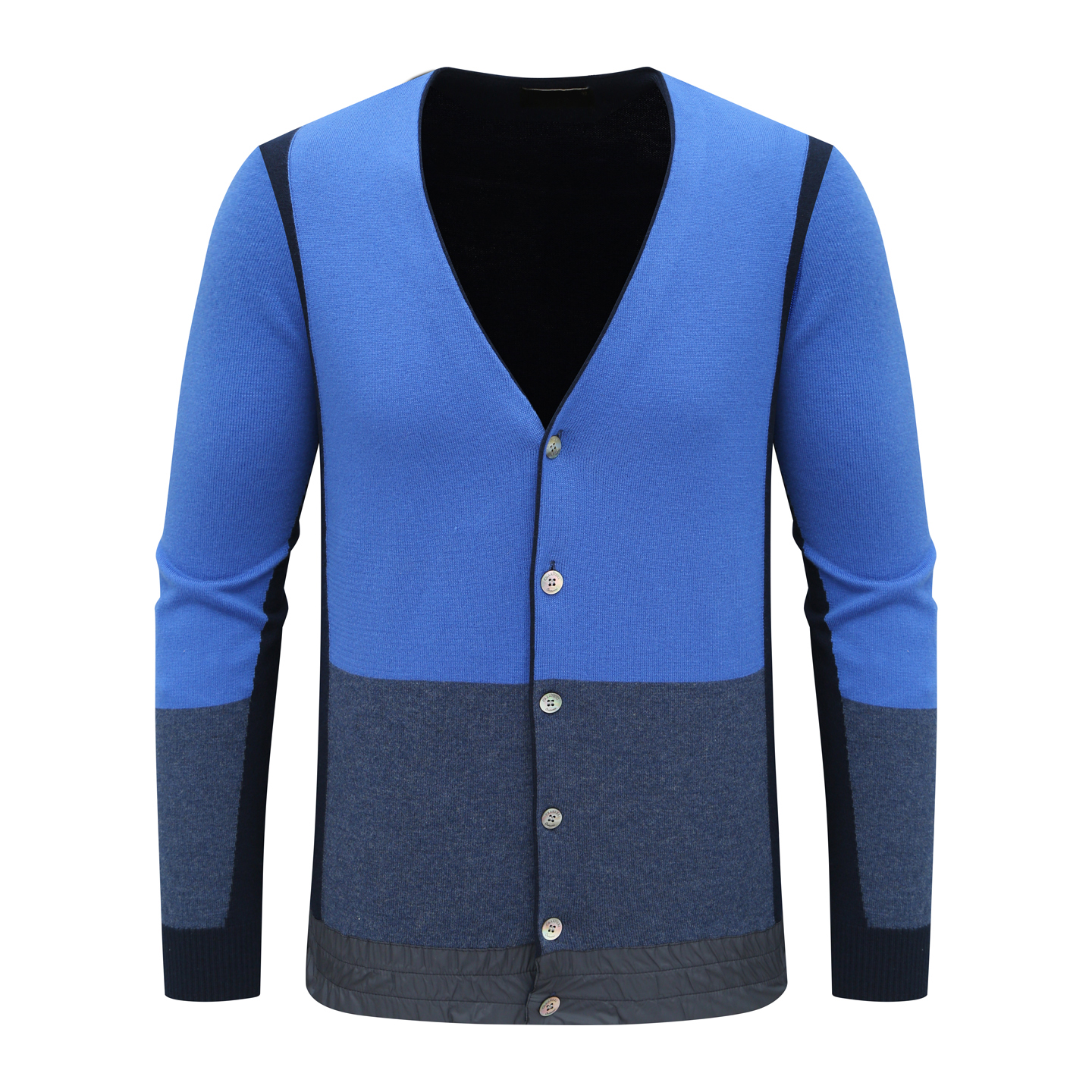 KN11康男式羊毛衫舒适有弹力 休闲开衫毛衣 蓝色