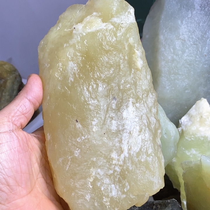 蛇纹石玉珠宝岫玉原石未镶嵌