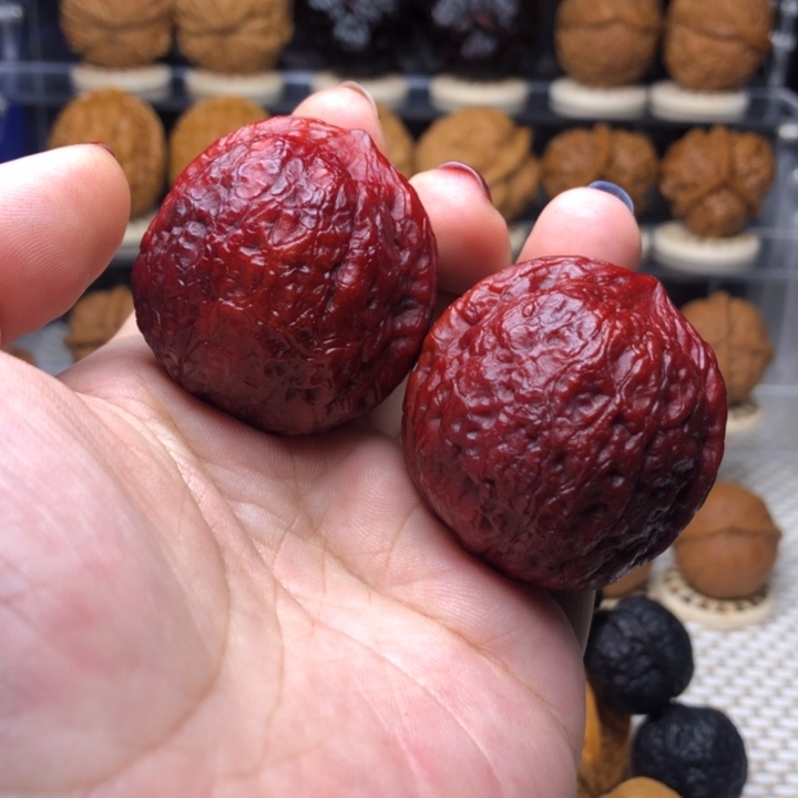 文玩核桃把件36七彩虎头元宝41尺