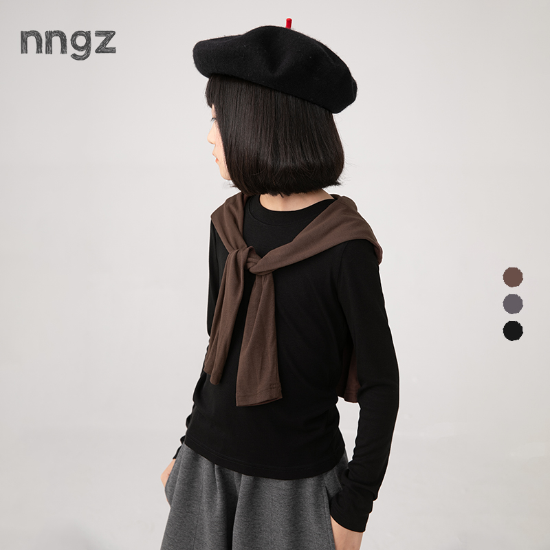 NNGZ秋季女童亲肤保暖儿童半高领长袖t恤百搭修身衣B25CD3110H