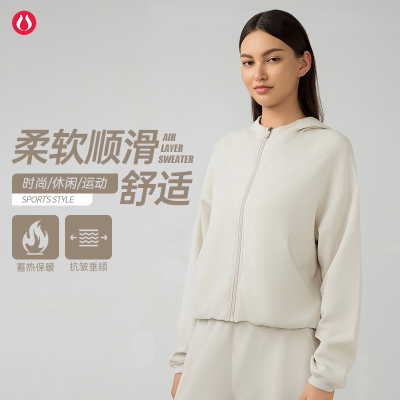 lulu露露首领连帽拉链开衫外套秋冬新品宽松休闲卫衣跑步运动上衣