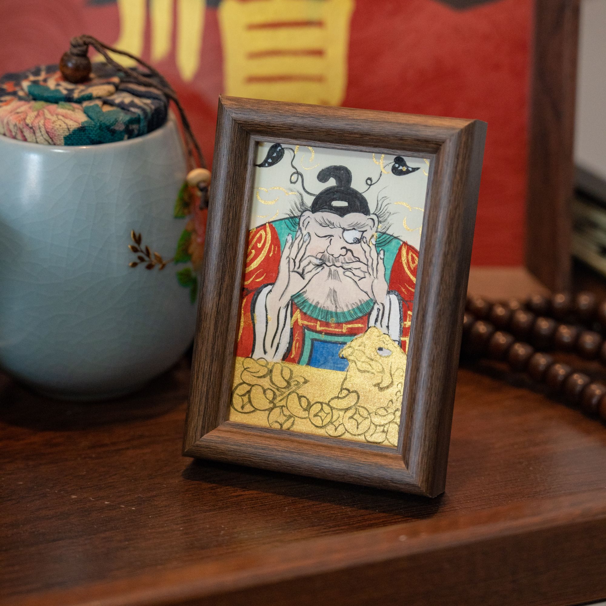 钟馗吉财纯手绘创意冰箱贴相框摆件用于玄关办公室家居装饰