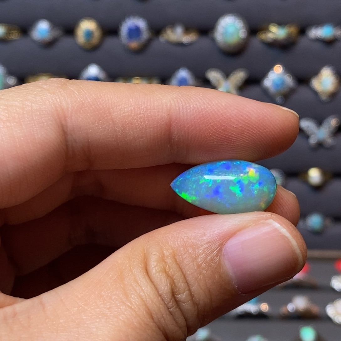 欧泊珠宝奇石银S925镶嵌瑶*宝戒指