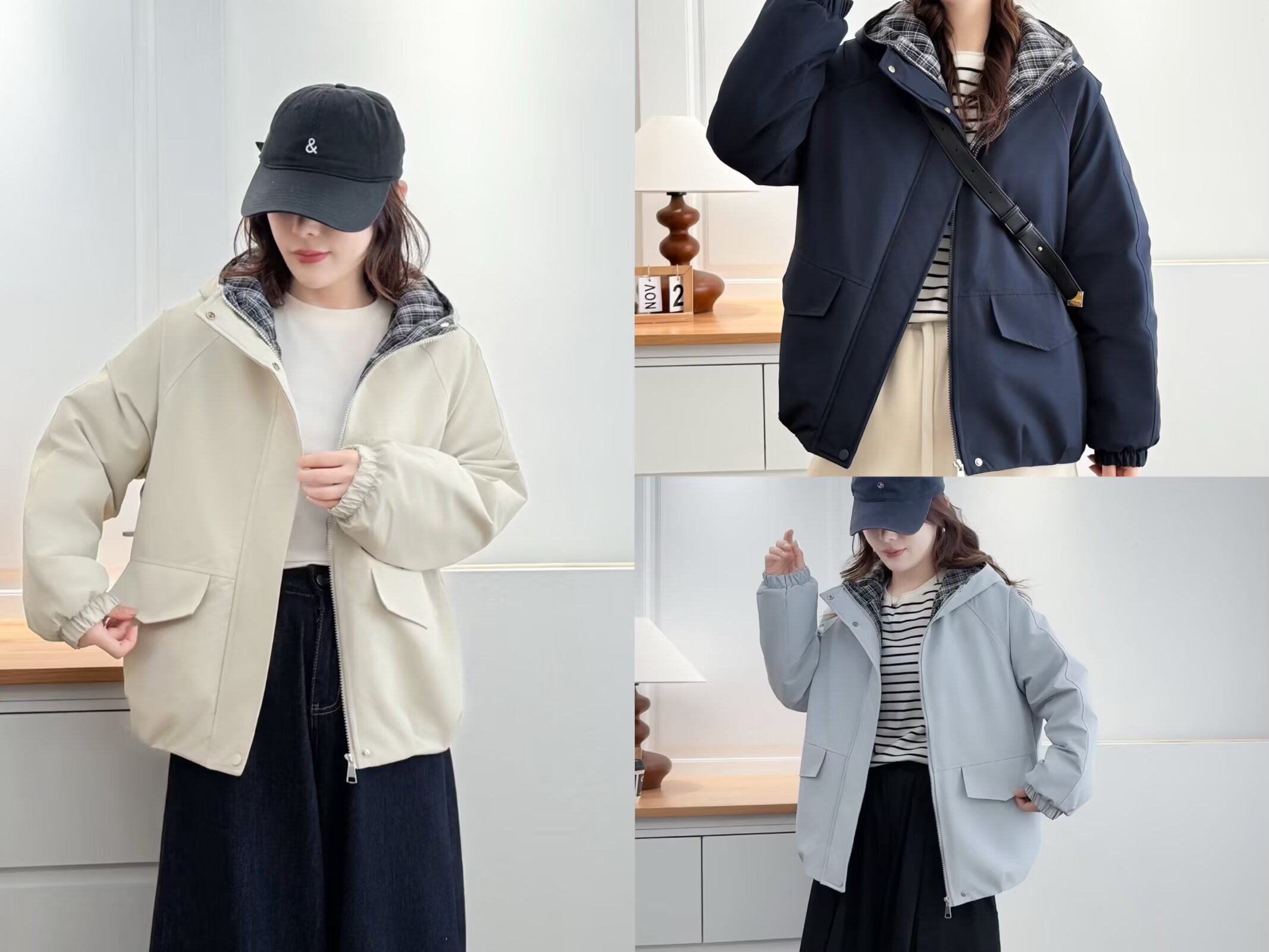  莘莘大码  冬季保暖连帽新款时尚棉服胖mm百搭棉衣女