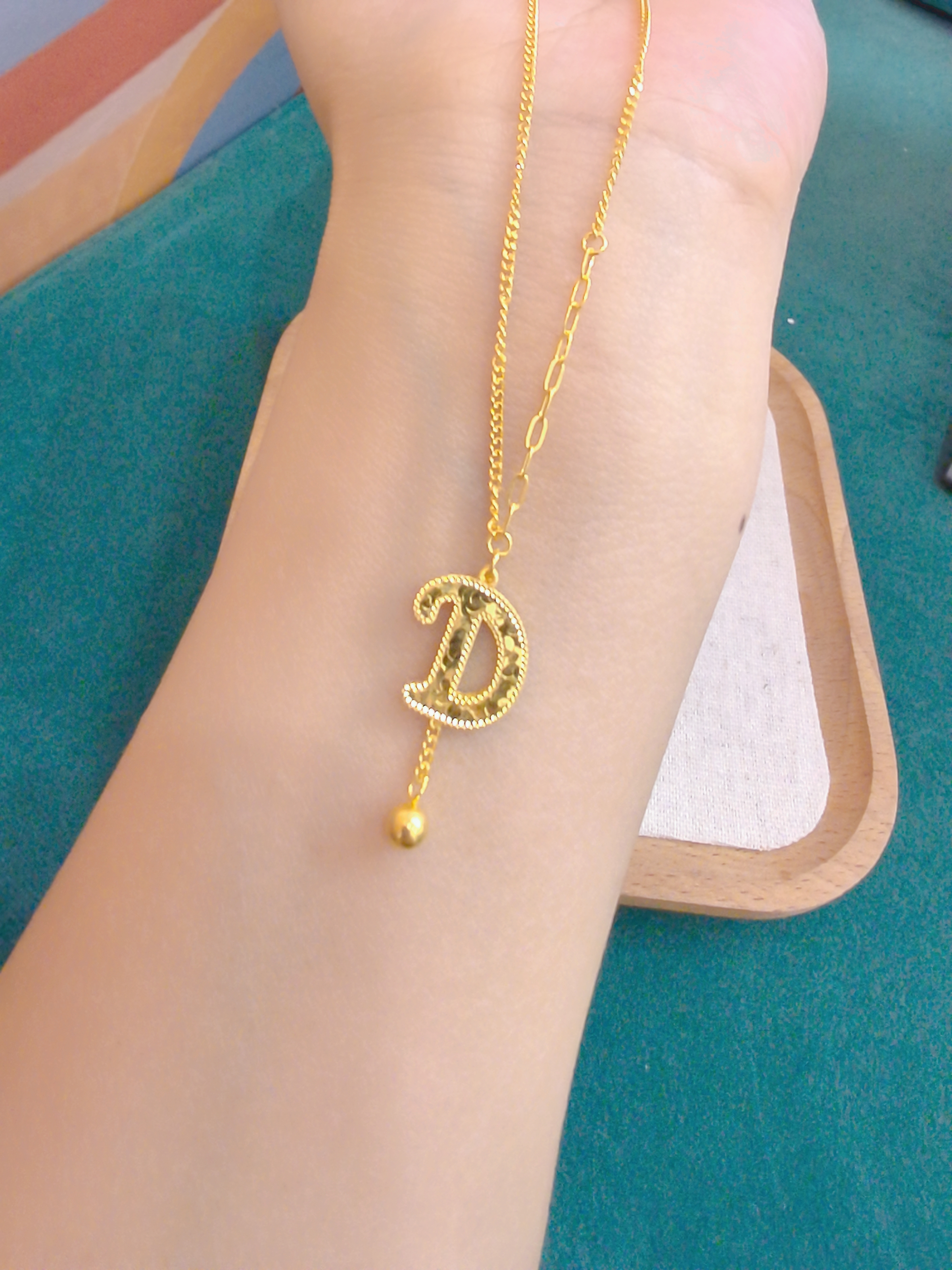 足金999字母D套链5G黄金套链碎冰冰马首饰足金项链5049
